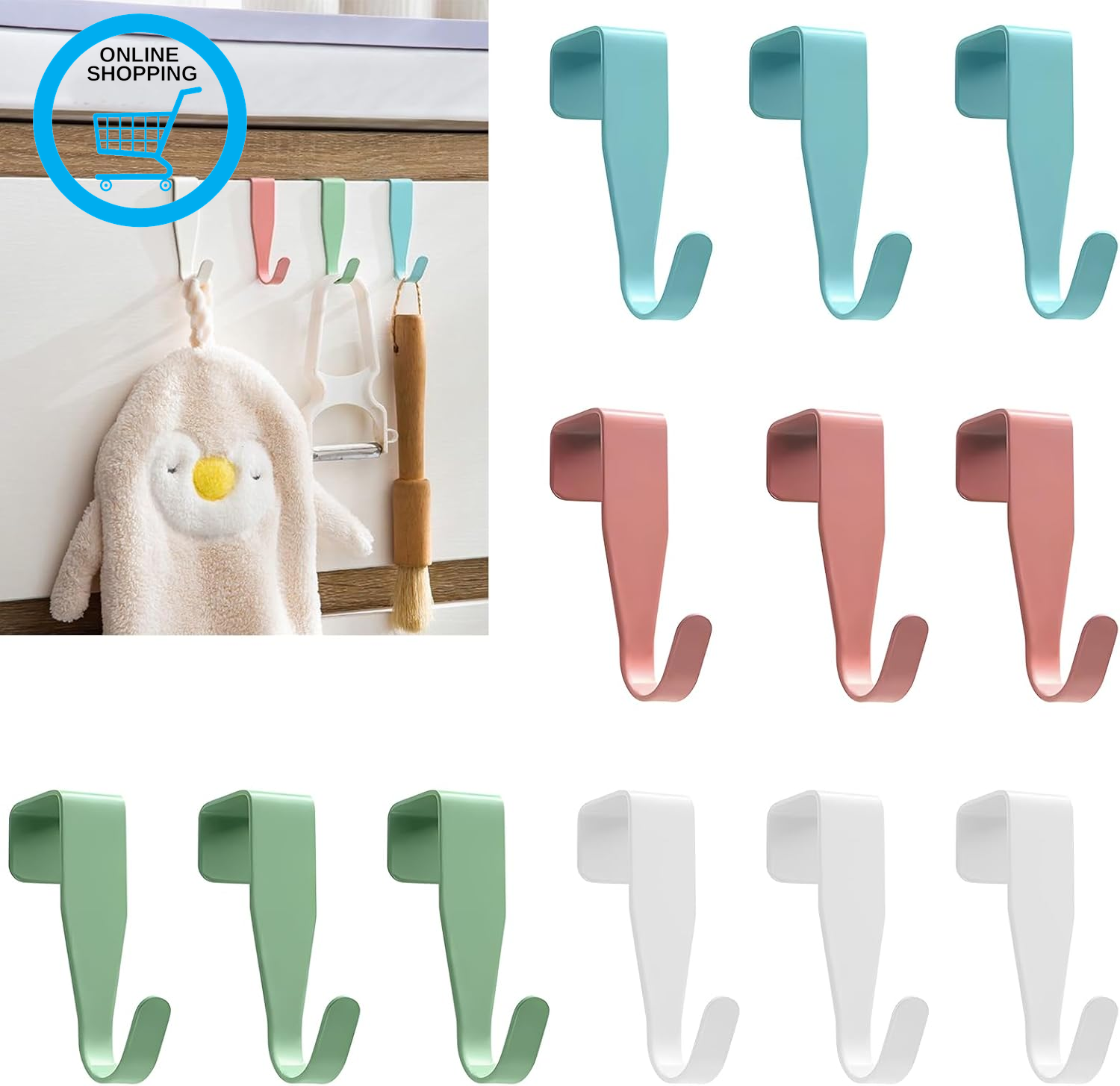 12Pcs over the Door Hooks Color, Small over Cupboards Hook for Hanging, over Kit