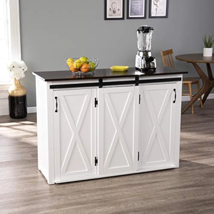 Isla de cocina Leshire, marrón oscuro, blanco Foto 4 de 4