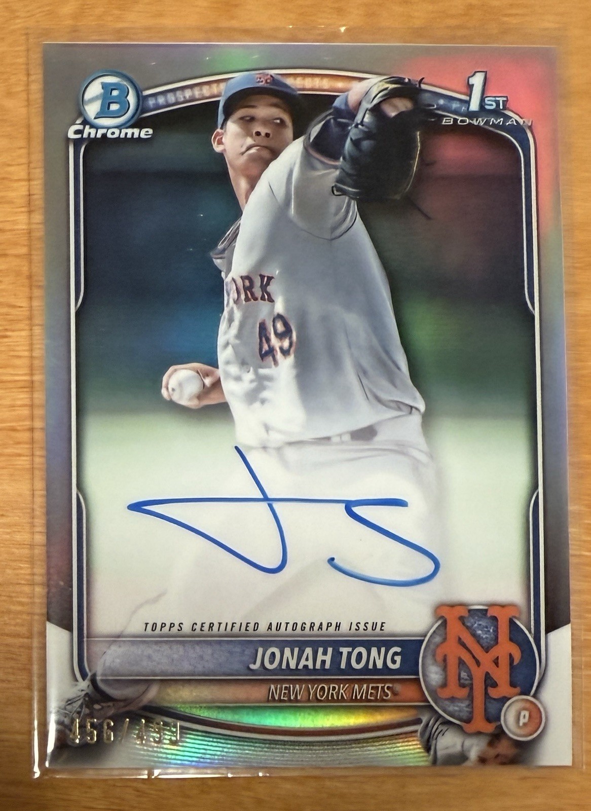 2025 Bowman Chrome Jonah Tong 1st Prospect Refractor Auto /499 #CPA-JTO