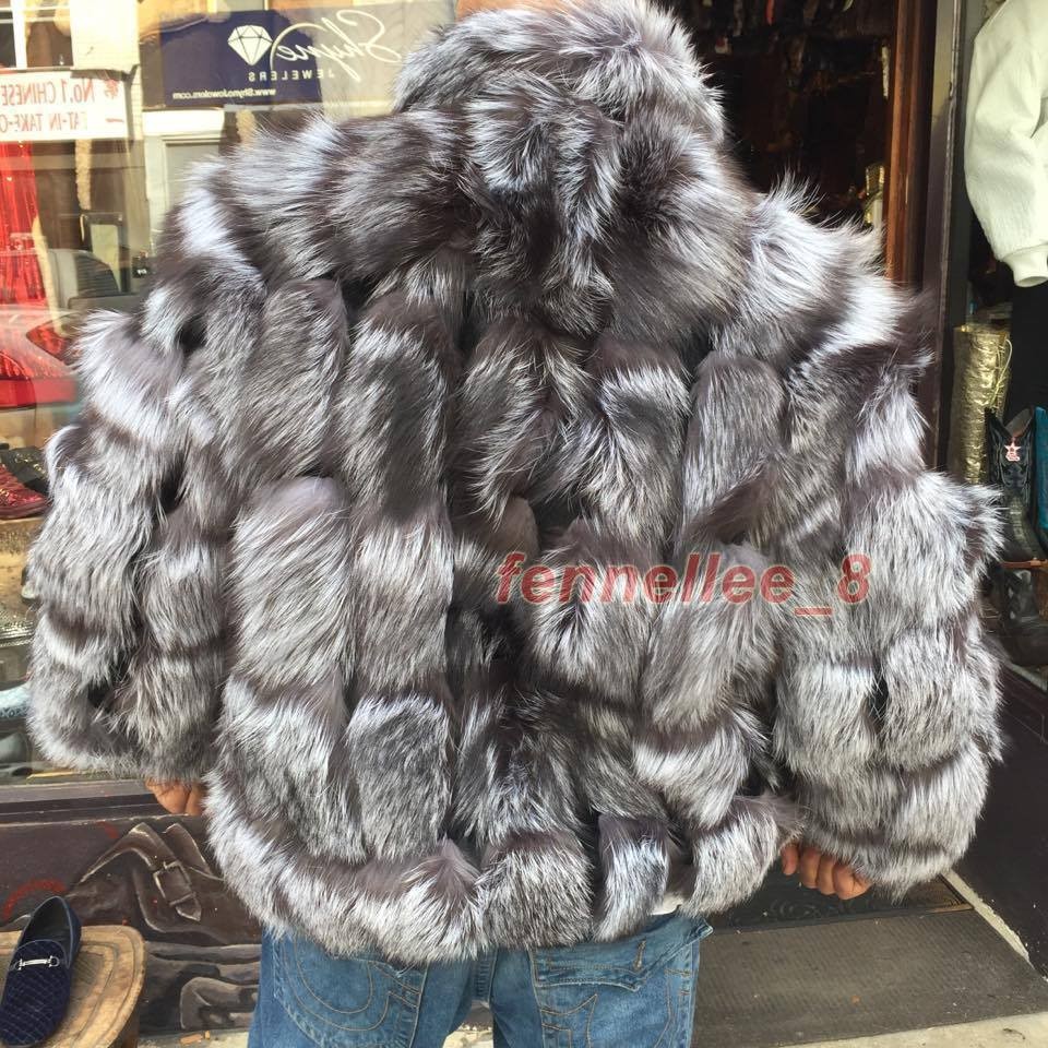Winter Mens Real Fox Fur Jackets Fashion Genuine Fur Squares Coat ...