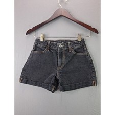 Art Class Denim Shorts Girls L 10/12 Black Cuffed Adjustable Waistband