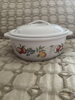 Vintage Corelle Coordinates Abundance Stoneware 2.5 Qt Casserole Dish with Lid