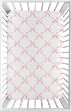 Sweet Jojo Designs Pink Bows Mini Crib Sheet for Girls - Soft  Fitted Newborn/I