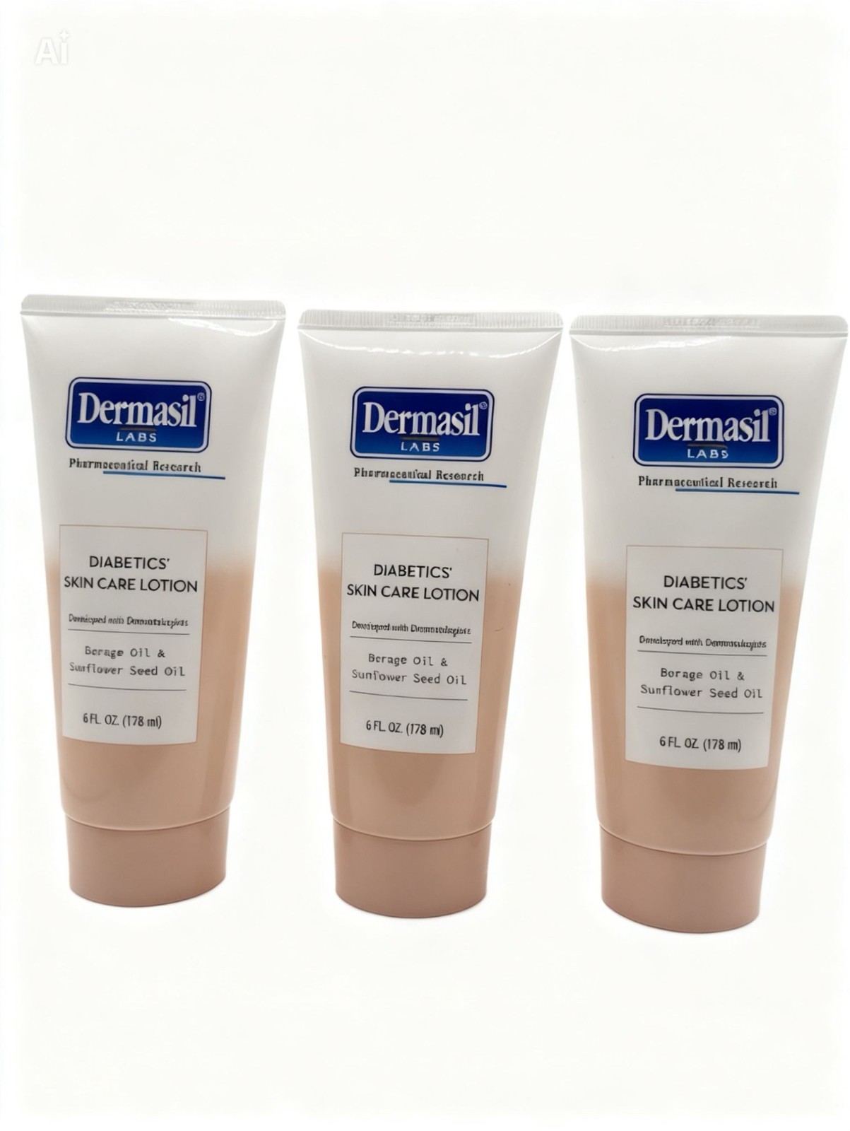3 PACKS Of Dermasil Diabetics' Skin Care Lotion 6 fl oz