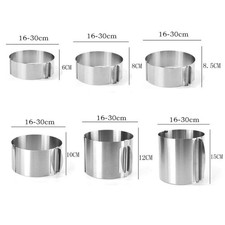 Cake Ring Mold Stainless Steel Adjustable Pastry Baking Mold Tool 16-30cm 6"-12"