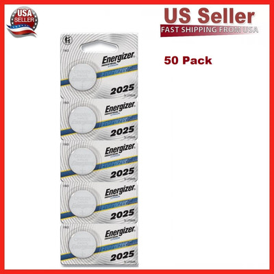 Lot of 50 FRESH New Genuine Energizer CR2025 2025 3V Coin Button Battery