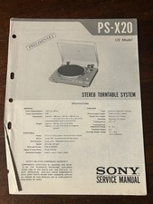 Sony PS-X20 Turntable Record Player Preliminary Service Manual Original OEM