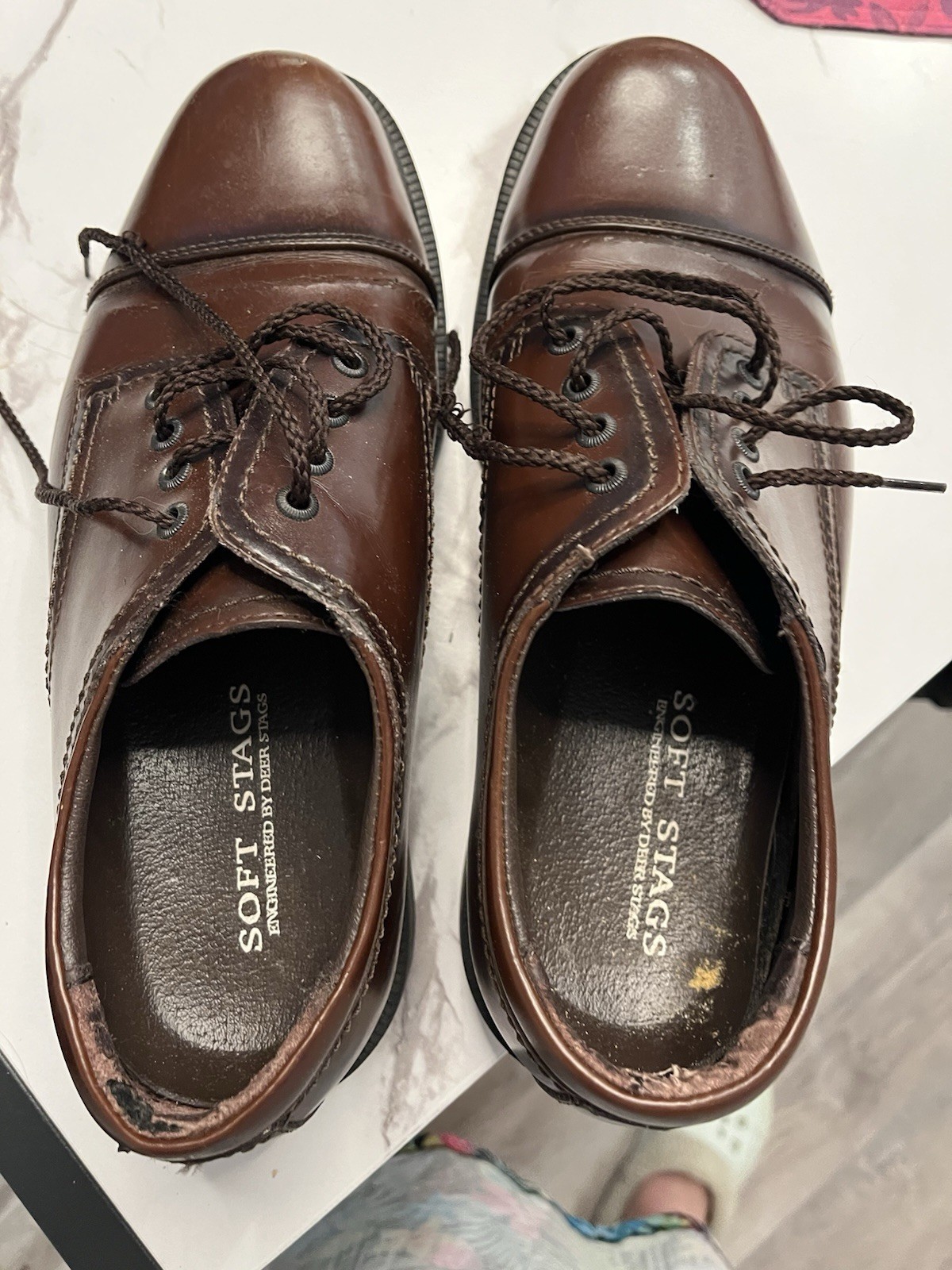 DEER STAGS mens shoes lace-up 9M Genuine Deerskin Leather distressed look SOFT