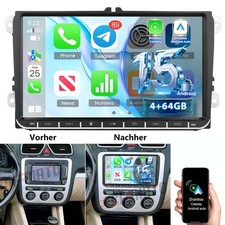 4G+64G Für VW Eos 2006-2014 Autoradio Apple Carplay Android 15 GPS Navi WIFI RDS