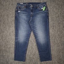 NWT Gap Jeans Womens 33 16 R Girlfriend Mid Rise Tapered Blue Denim Low Stretch