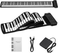 Portable 88 Keys Roll Up Piano with Sustain Pedal  Dual BT Function