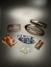 Lot of Vtg Hair Barrettes  Combs  Faux Tortoise Hair Accessories  France