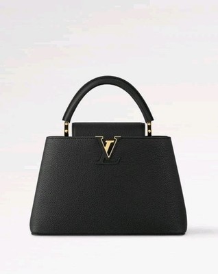 Louis Vuitton Bag Capucines MM Authentic Classic Black Gold Hardware LV - Logo
