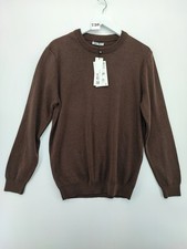 Zara Men  s Brown Preppy Luxury 100 Cotton Knit Crew Neck Sweater Size Medium