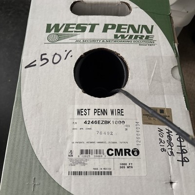 West Penn Wire 4246EZBK1000 4 Pair 23 AWG Shielded CAT6 CMR BLACK 150 