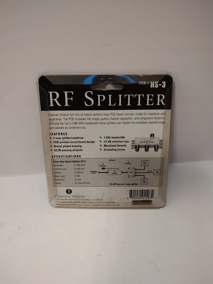 Channel Vision RF Splitter HS-3 - 3 Way Splitter - Image 2 of 4