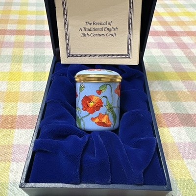 Halcyon Days Enamel Trinket Box Poppy Flowers
