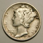 1945 Micro-S Mercury Dime 90% Silver VF-EF  "Actual Coin Pictured - Not Cleaned"