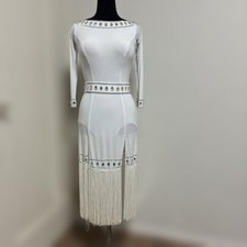 Chacott Ballroom Dance Dress M Pink Fringes Lace Satin Female Performance