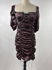 For Love & Lemons Melrose Corset Dress Black Red Floral Size XL Underwire