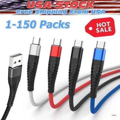 Braided USB Type-C USB-C to USB-A Fast Charge Cable Charger Lot Charging Cord