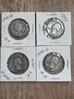Lot of 4 Washington Quarters 1942-S, 1944, 1944-D, 1944-S