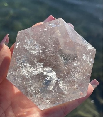 HUGE XL Six Point Star of David Clear Quartz Crystal Gem with lodolite