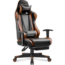 Gaming Chair with Footrest, Ergonomic Computer Game Desk Chair, Reclining Gam...