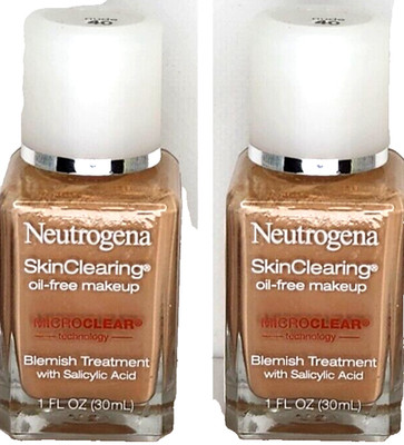 2 Neutrogena Skin Clearing OIL FREE MAKEUP BLEMISH TREATMENT 40 Nude 1ozCOMBINE