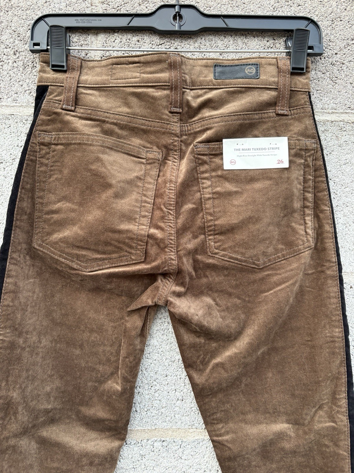 NWT AG Adriano Goldschmied The Mari Tuxedo Stripe Women 26R Pants Brown Velvet thumbnail 8