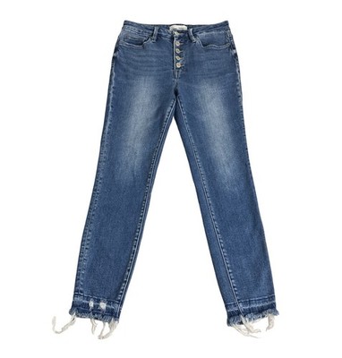 Vervet Flying Monkey Jeans 28 High Rise Exposed Button Ankle Distressed Skinny