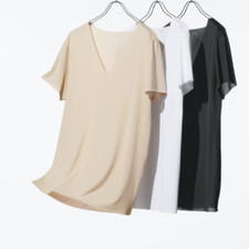 UNIQLO AIRism Mesh Anti-Odor V-Neck T-Shirt S-4XL White/Black/Beige 490756