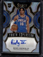 Ricky Council IV 2023-24 Panini Select YE-RCV Youth Explosion Rookie Silver Auto