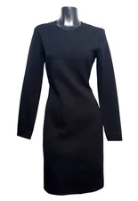 Stella McCartney Black Laser-Cut Ribbed Knit Bodycon Midi Dress Sz 44 US 10 NWT