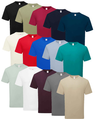 Reine Bio Baumwolle T-Shirt Fruit of the Loom Unisex Kurzarm Rundhals Tee