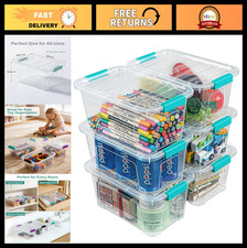 Stackable Clear Storage Bins with Lids - 6 Pack, 7 Quart Plastic Organizers for