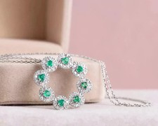 2Ct Round Cut Lab-Created Emerald Women's Pretty Pendant 14K White Gold Plated