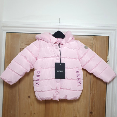 DKNY Baby rosa gefütterte Jacke Kinder Kleinkind Mädchen isolierter Mantel 18 Monate