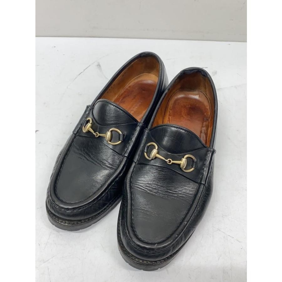 GUCCI Gold Hardware Leather Loafers Dress Shoes Size:37/JP:24 Black 141135K Auth