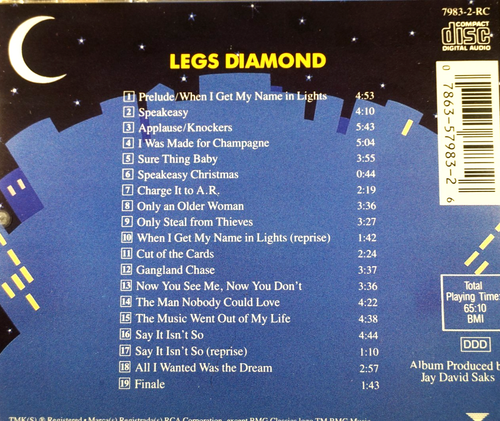 Legs Diamond - Original Broadway Cast Recording, Peter Allen - CD, VG - Picture 2 of 2
