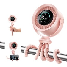 Portable Stroller Fan, 3 in 1 Rechargeable Personal Cooling Fan for Stroller ...