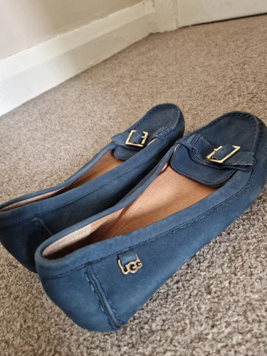 Mocassini Ugg donna UK 6 blu navy pelle scamosciata ballerine