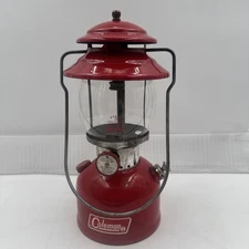 Coleman Model 200A Single Mantel Red Lantern with Burgundy Knob - Mfg. Date 5/72