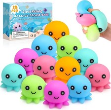 12 Pack Stress Balls for Adults, Cute Octopus Fun Squish Ball Fidget Toys Bulk