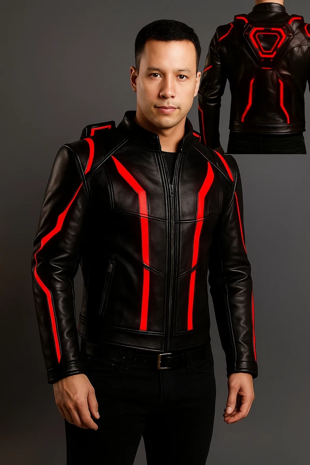 TRON Ares Inspired Leather Jacket – HANDMADE Sci-Fi Cosplay Costume - Image 3 of 4