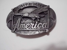 Belt Buckle Co." UNITED STATES AMERICA-BALD EAGLE-FLAG 1990 Made in USA Vintage