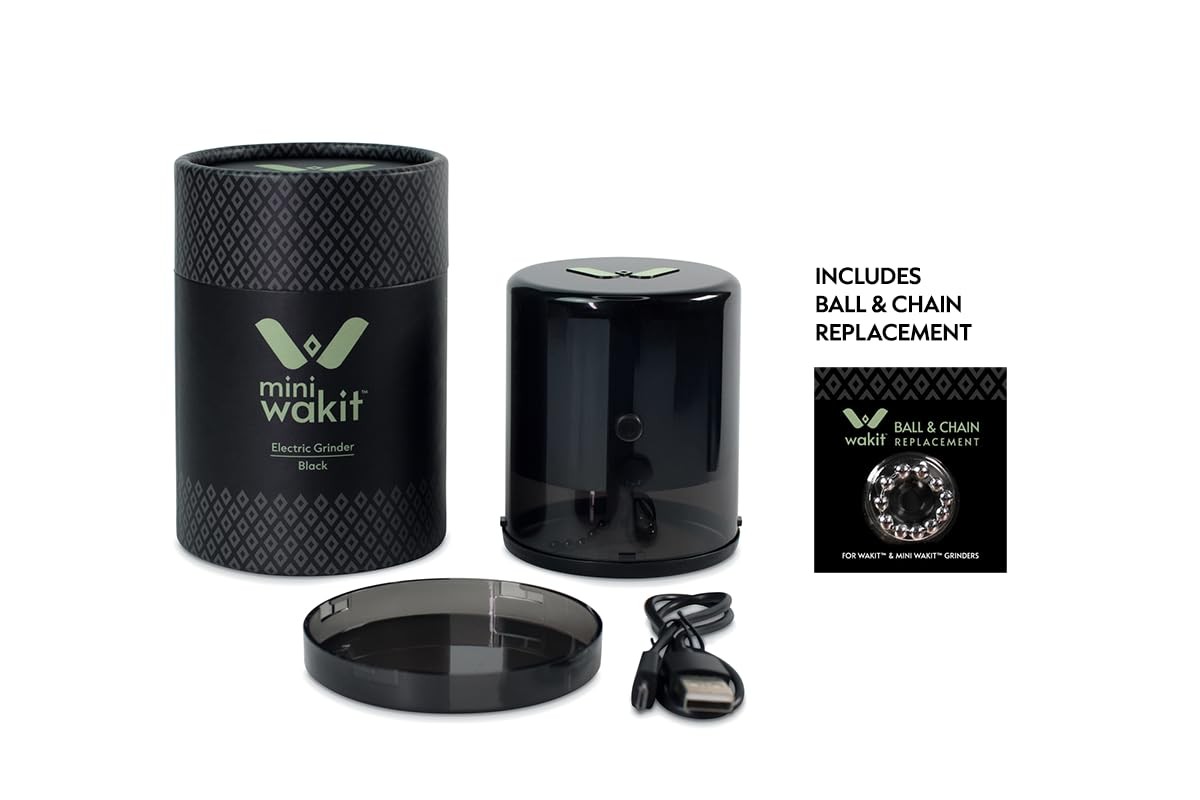 Mini Wakit Grinder (Black) – Rechargeable Electric Herb Grinder with Patented...