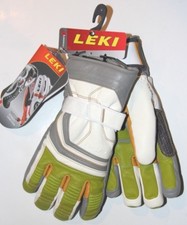Leki Retro S Leather Ski Gloves Men's - Lime/White/Graphite/Corn - Size 9 - NEW