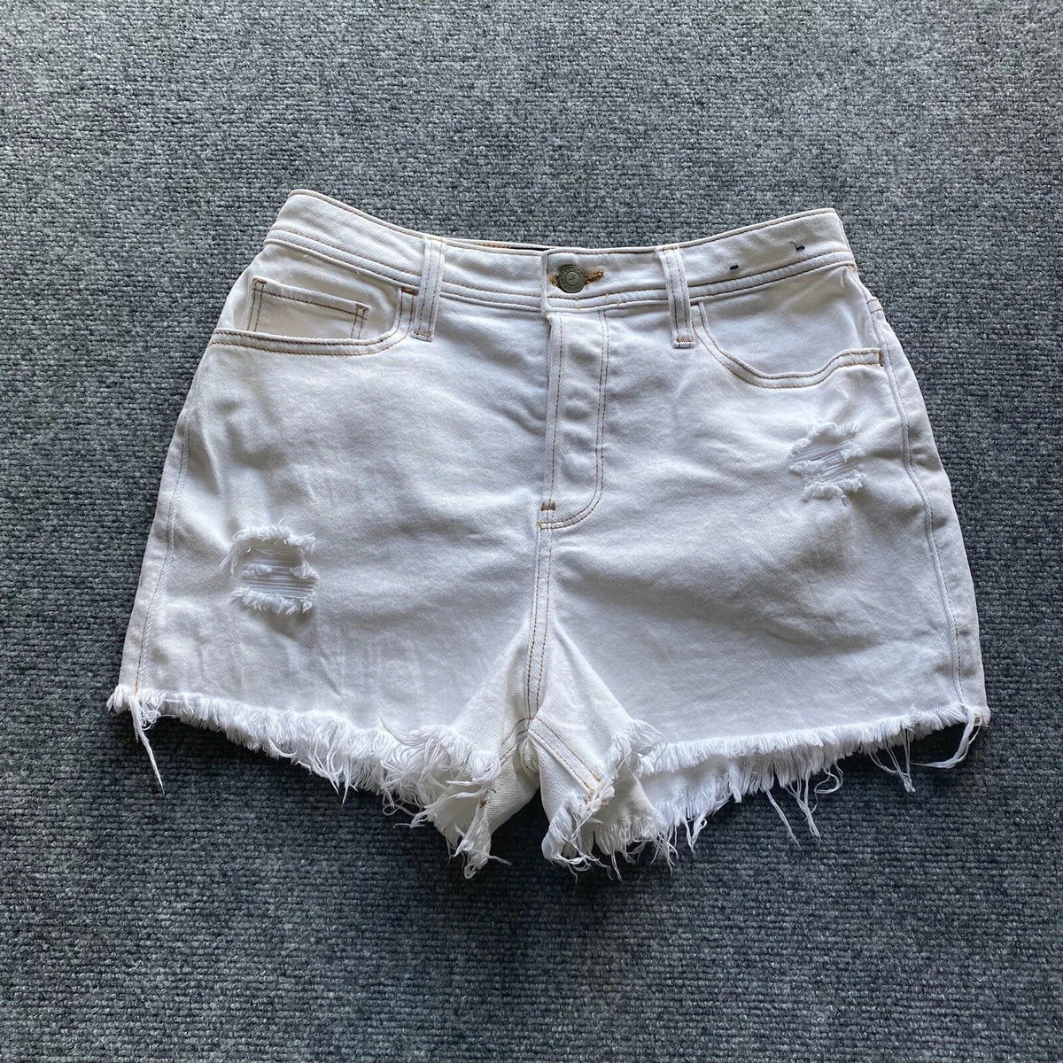 Hollister white store denim shorts