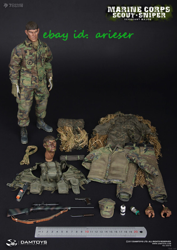 Damtoys 93018 Marine Corps Scout Sniper Sergeant Major 1/6 Action